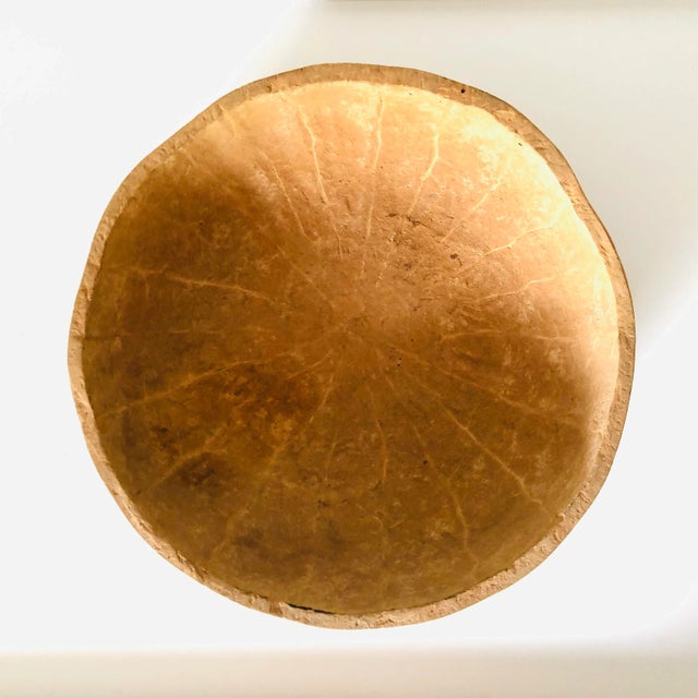 90's African Tribal Pattern Coconut Serving Bowl/Centerpiece For Sale - Image 4 of 5