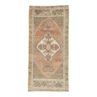 Turkish Mini Rug Oriental Hand Knotted Vintage Rug 1'10" x 3' #16751 For Sale