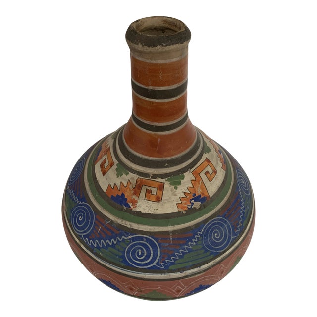 Hand-Painted Mexican Stem Vessel For Sale