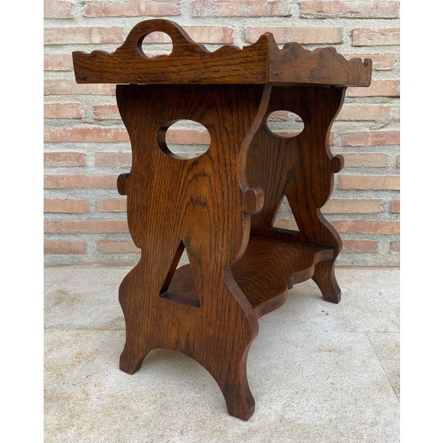 Early 20th Century French Hand-Carved Oak Trolley Bar, 1920s For Sale - Image 9 of 18