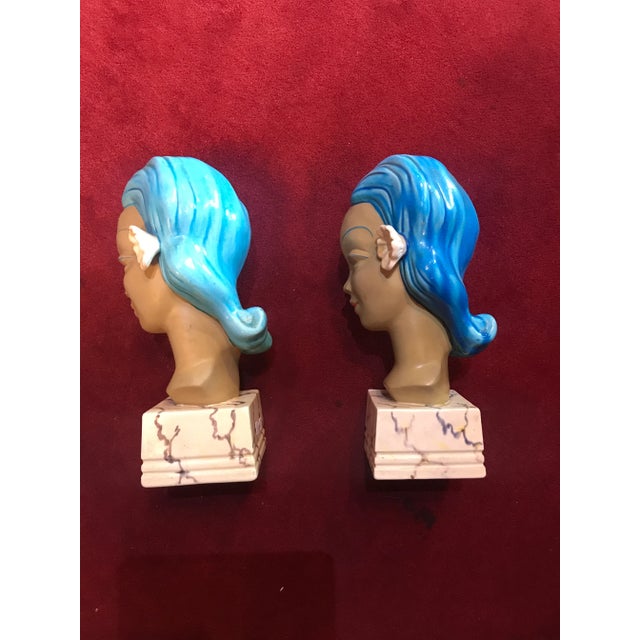 Goldscheider'sche 1930s Goldscheider Deco Island Ladies Heads Ceramic Bookends - a Pair For Sale - Image 4 of 10
