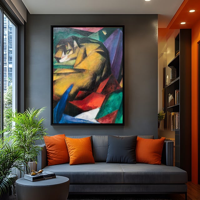 Modern Franz Marc “The Tiger” Digitally Enhanced Expressionist Art Print — 24″ × 36″ Unframed For Sale - Image 3 of 10