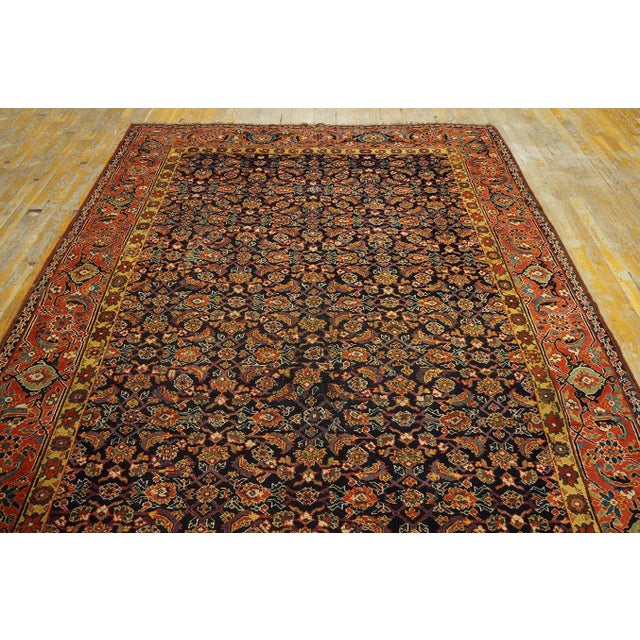 Excellent Navy Blue and Red Color With Florid Design Antique N W Persian Rug For Sale - Image 9 of 12