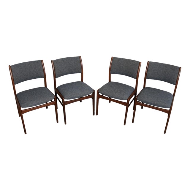 Set of 4 Mid-Century Teak Scandinavian Dining Chairs For Sale