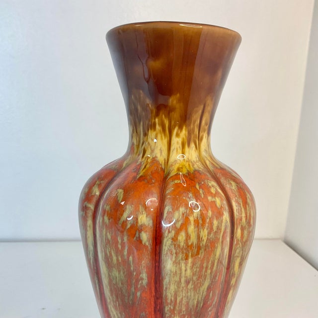 Mid-Century Americana Folk Art Boho Chic Dripped Glazed Ceramic Vase. For Sale - Image 9 of 10
