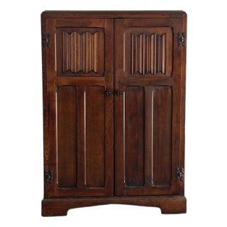Vintage Carved Oak Armoire For Sale