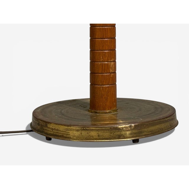 Brown Swedish Modern, Organic Floor Lamp, Brass, Wood, Sweden, 1940s For Sale - Image 8 of 10
