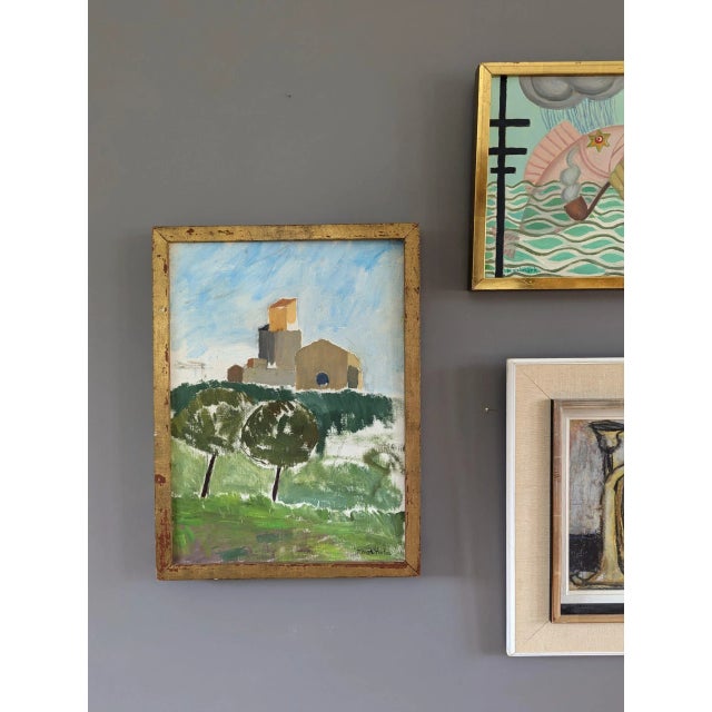 1950s 1956 Mid-Century Modern "Sant Pol De Mar" Vintage Oil Painting, Framed For Sale - Image 5 of 10