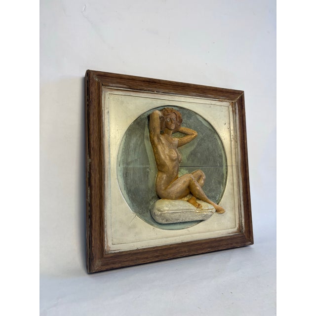 Vintage Mid-Century Wood Female Figure Relief Sculpture For Sale - Image 10 of 11