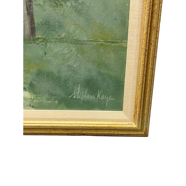 Impressionist Mid 20th Century Large Impressionist Style Tree-Lined Landscape Oil Painting in Gilt Frame – 41.5” X 41.25” For Sale - Image 3 of 17