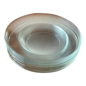 1980s French Glass Salad / Dessert Plates- Set of 8