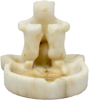 Art Deco White Bear Statue Ashtray in Marble, 1930s