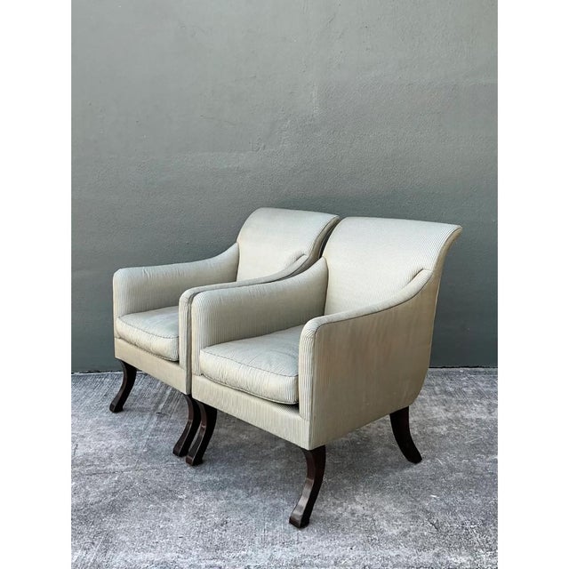 Vintage Rose Tarlow Melrose House “Sabre Leg” Lounge Chairs - A Pair For Sale - Image 10 of 12
