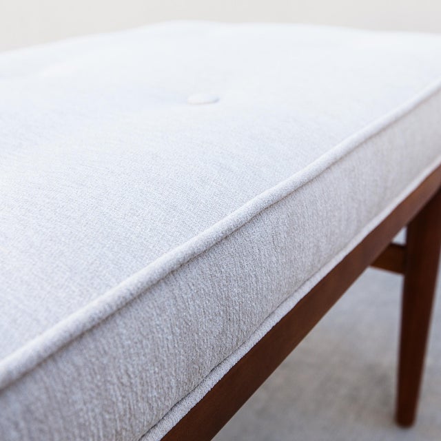 Restored 1960s Mid Century Modern Ashwood & Velvet Upholstered Bench For Sale - Image 9 of 15