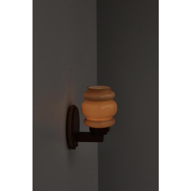 Glass Scandinavian Modern Wall Lamps in Jute Rope and Opaline Glass by Markslöjd, 1970s, Set of 2 For Sale - Image 7 of 18