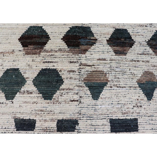 Teal and Brown Geometric Tribal Rug by Keivan Woven Arts 9'5 X 11'6 For Sale - Image 9 of 12