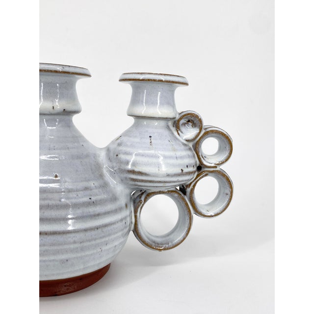 Triple Studio Ceramic Candlestick by Leif and Lizzy Larsen, Denmark, 1970s For Sale - Image 4 of 12