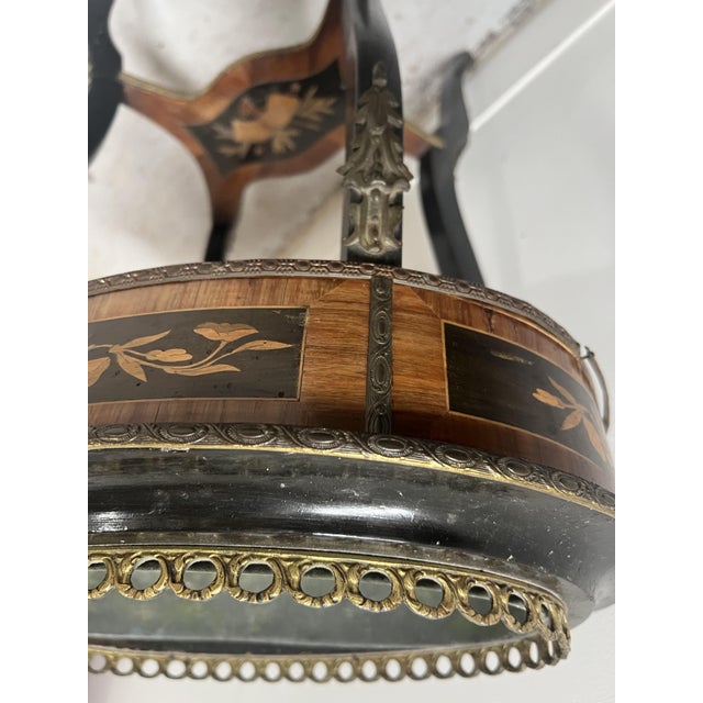 19th Century Napoleon III Jardinière in Blackened Wood and Light Wood Marquetry For Sale - Image 12 of 13