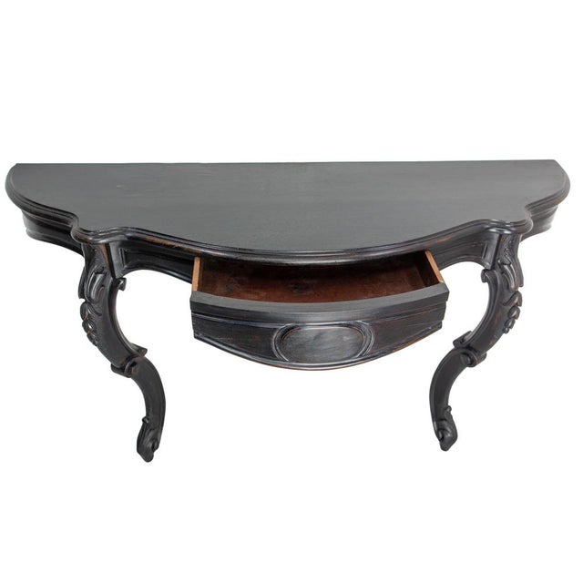 Antique French Wall-Mounted Hallway Console in Black Wood, 1880s For Sale - Image 3 of 12