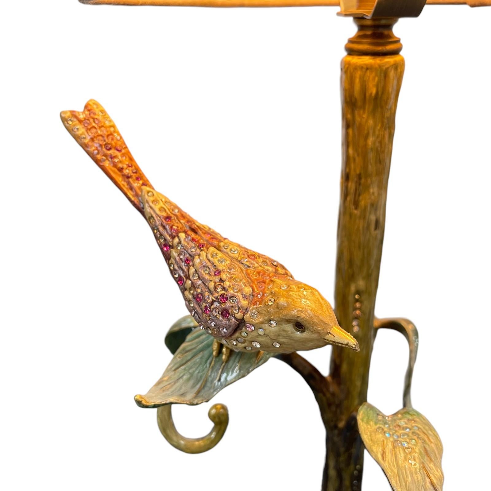 2007 Jay Strongwater Swarovski Crystal Enamel Bird Lamp, Signed