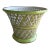 Italian Green and White Palm Beach Style Ceramic Cache Pot Planter For Sale