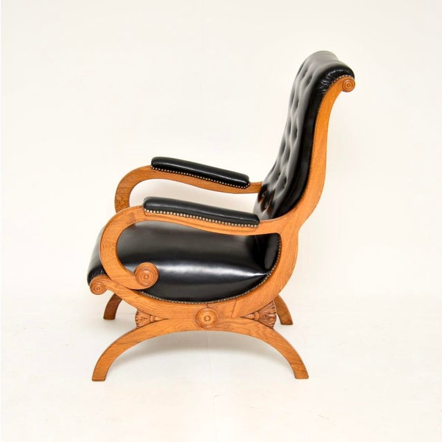 Early 19th Century Antique Regency Leather Slipper Armchair, 1830s For Sale - Image 5 of 10