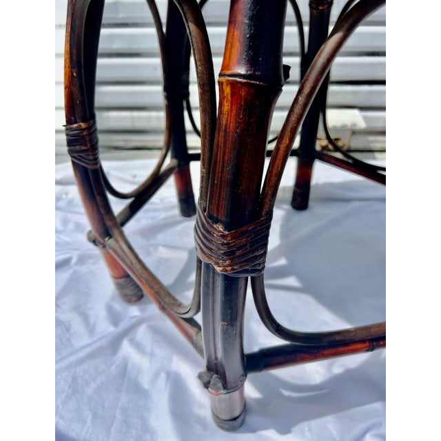 Late 20th Century Vintage Interlude Home Burnt Bamboo and Rattan Nesting Tables by Turtle and Crane - A Pair For Sale - Image 5 of 10
