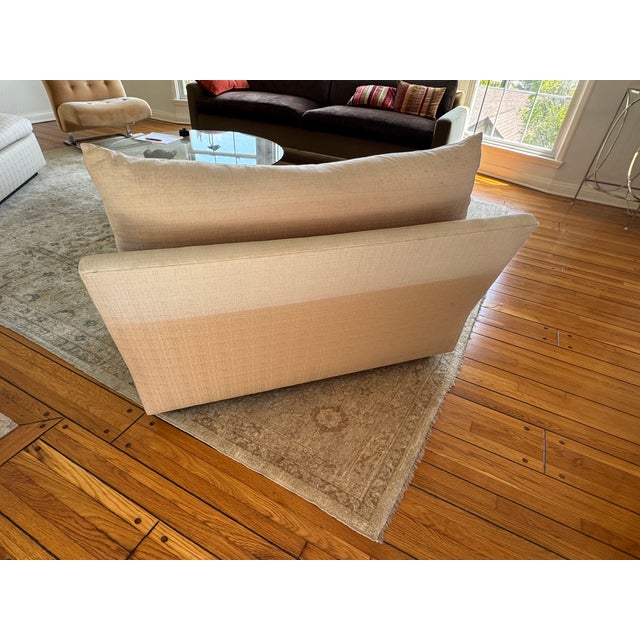 Beige Pair Armless Loveseats Down Cushions Circa 1970s For Sale - Image 8 of 11