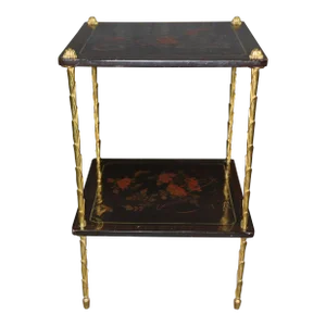 Single Chinoiserie Brass Paint Decorated Maison Bagues Attributed End Table