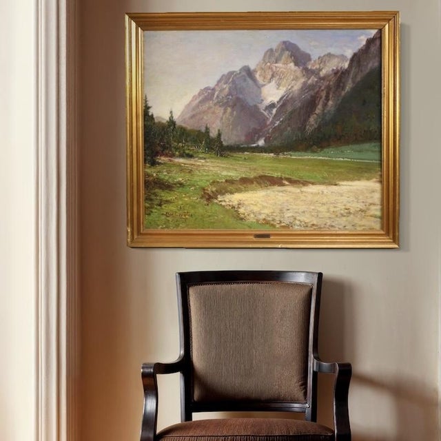 C. Bentivoglio, Mountain View of the Croda Rossa D'ampezzo, 1920, Oil on Board For Sale - Image 7 of 13
