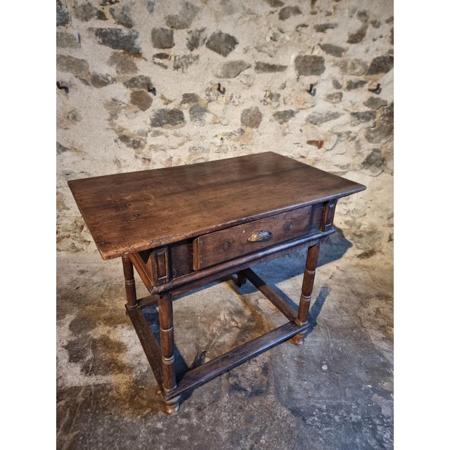 French Rustic Oak Table with Drawer, Late 18th-Early 19th Century For Sale - Image 9 of 18