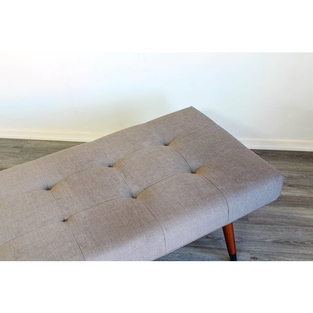 Mid Century Style Gray Velvet Bench For Sale In Miami - Image 6 of 10