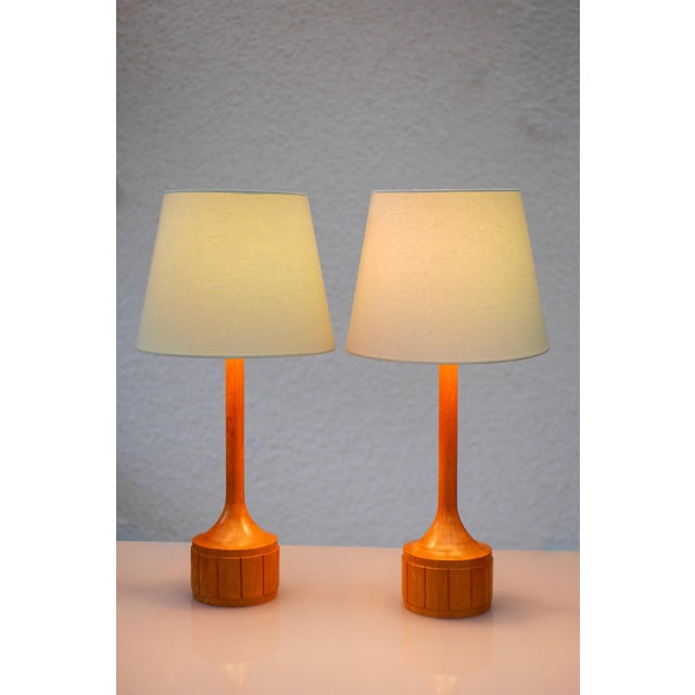 Scandinavian Oak Table Lamps from Elpe, Set of 2 For Sale - Image 10 of 15
