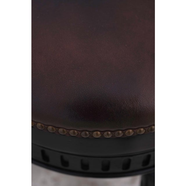 Set of 4 Frontgate Leather Counter Stools For Sale - Image 9 of 17