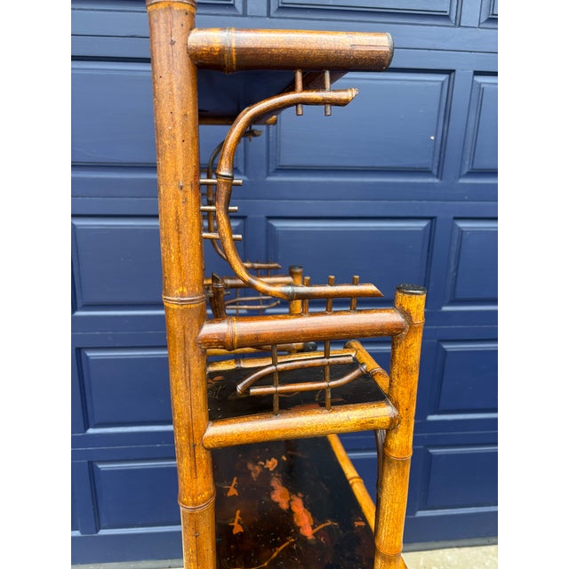 Bamboo Etagere With Pagoda Top and Chinoiserie Panels, 19th Century For Sale - Image 14 of 18