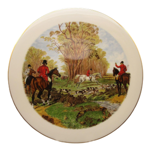 Vintage Pickard China Herring Fox Hunt Plate Equestrian Scene Gold Trim Usa Made