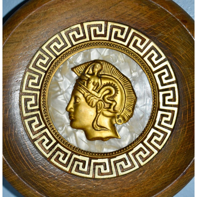 Vintage Small Grecian Wooden & Inlaid Wall Hanging For Sale - Image 4 of 13