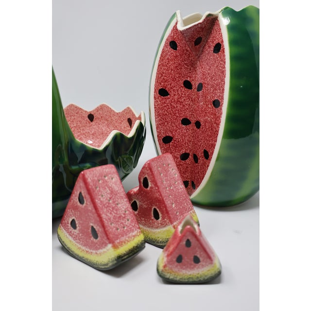 Vintage Strata Group “Ripe Watermelons” Sculptural Ceramic Pitcher & Basket Set, 5 Pieces For Sale - Image 11 of 18
