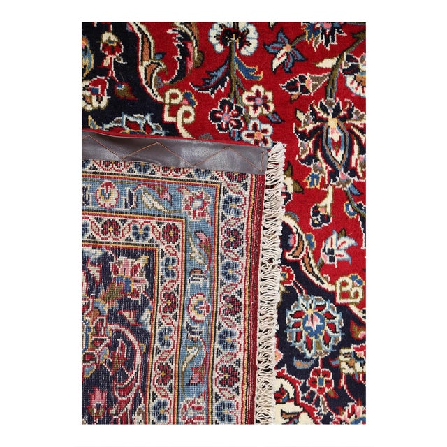 Red Color Hand Knotted Persian Kashan For Sale - Image 4 of 4