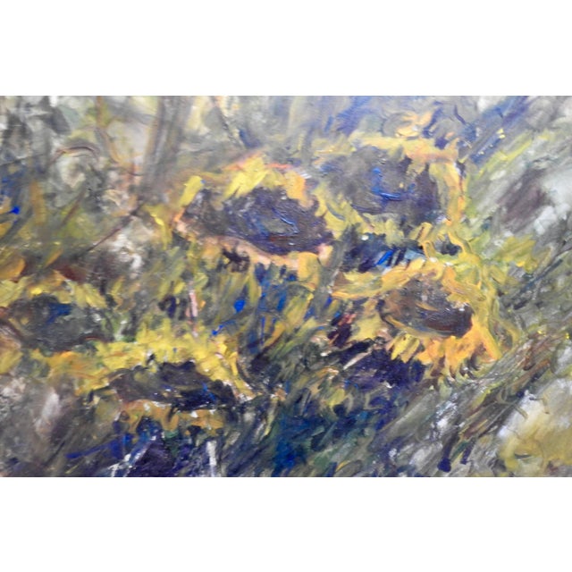 Oil on Board of Sunflowers Signed Anton Weiss For Sale - Image 4 of 10