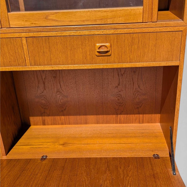 Mid-Century Teak Bookcase With Drop-Front Desk and Lighting, Mid-Century Modern For Sale - Image 14 of 18