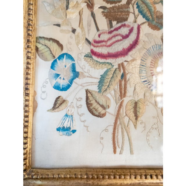 18th or 19th English Silk Stumpwork Embroidery of Floral Bouquet, Georgian For Sale - Image 10 of 11