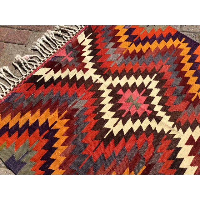 1960's Bohemian Kilim Rug, 61" X 41" For Sale In Raleigh - Image 6 of 10