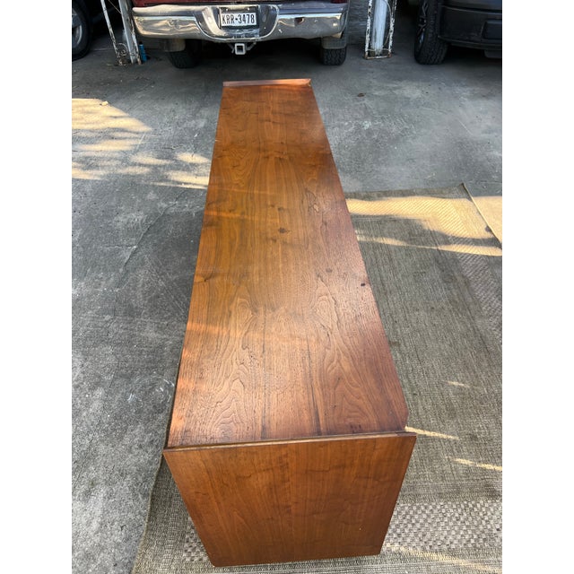 1960s Lane 1st Edition Mid Century Walnut Plinth Base Credenza For Sale - Image 11 of 12
