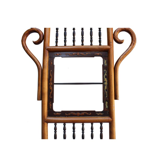 Vintage Chinese Oriental Wood Carving Cloth Rack Panel Wash Basin Stand For Sale - Image 4 of 11