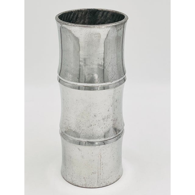 Mid 20th Century Metal Aluminum Bamboo Vase For Sale - Image 4 of 10