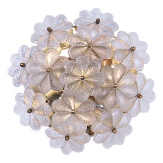 Brass Wall or Ceiling Lamp with Crystal Flowers by Ernst Palme, 1970s For Sale