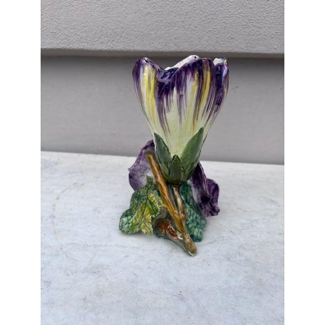 Delphin Massier 19th Century French Majolica Purple Flower Delphin Massier For Sale - Image 4 of 8