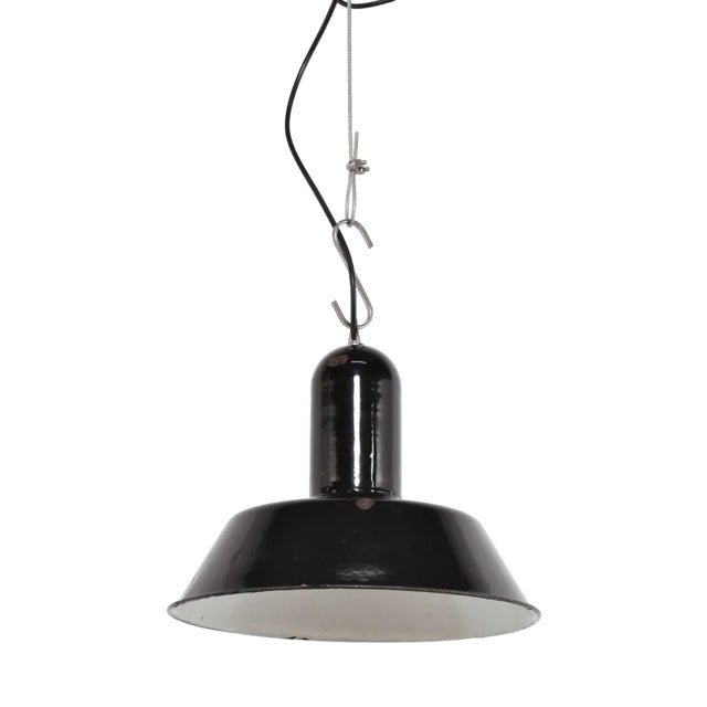 Vintage Enamel Pendant Lamp, 1950s For Sale