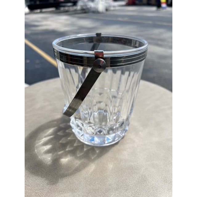 1960s 1960s Mid-Century Modern Cristal d'Arques France Crystal Ice Bucket Silver Chrome Handle Barware For Sale - Image 5 of 5